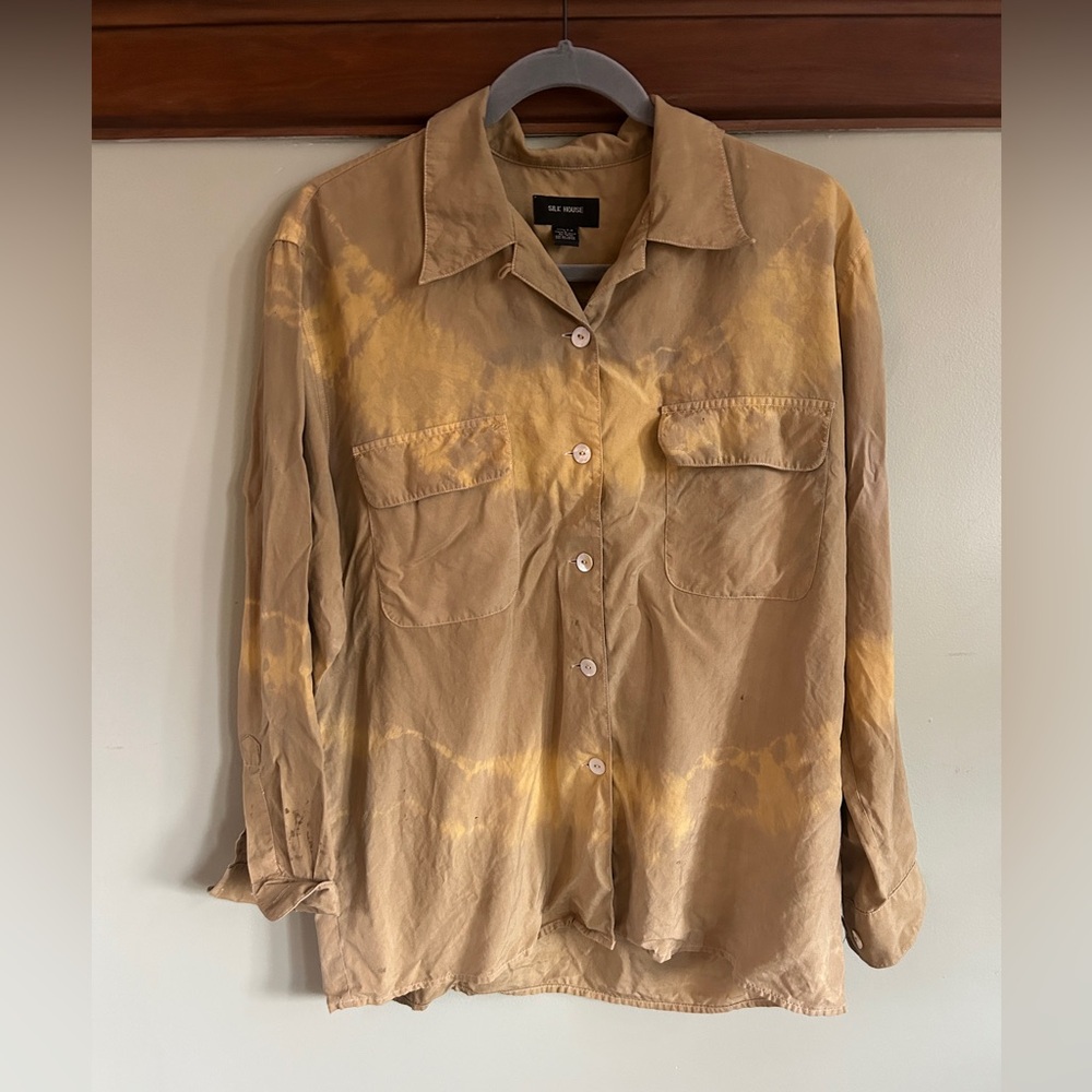 Botanically dyed vintage silk button up blouse